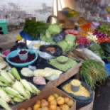 A produce stall in the same market in Otavalo