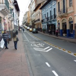 I bussed to Quito the next day (2 hours), and it took me an hour to bike from the bus station to Bruce Hoeneisen's house. This is another cyclovia in the historic center of Quito.