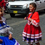 Since it was a few days before Christmas, I went with Nathaly to the Pase del Niño parade, where school groups perform dances in formation, with lots of traditional dresses and costumes, and traditional music. This is Naely, Nathaly´s cousin, who was performing with her class.