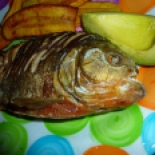 Leysa cooked up the fishies that night and they were delicious... fried with salt and lemon, with an avocado and plantains.