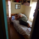 We were able to go inside and upstairs to see the inside of the house.... Ed testing out a tiny bed in one of the tiny rooms. In the last 20 years, this house has been a place where peace corps volunteers in Ifugao stay for their 2-year assignments.