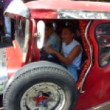 Drivin the Jeepney... this picture is clear because we were at a dead stop in traffic. This is pretty normal.