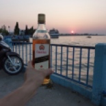 I bought some banana "wine" at a stall along the road, and decided to have a little while enjoying the sunset. I should've looked at the %ABV, bc this was more like banana whiskey. I did not like it! I later tried mixing it into a fruit smoothie which was good, but I ended up giving the bottle away to the smoothie vendor lady.