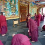 Monks coming to prayer