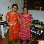 Keerthi and her mom in the kitchen, making magic