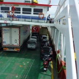 Motorbike on a ferryboat, crossing the dardanelles from Asia into Europe!