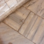 A cross carved into the Marble floor... clues to the Hagia Sofya's past as a cathedral.